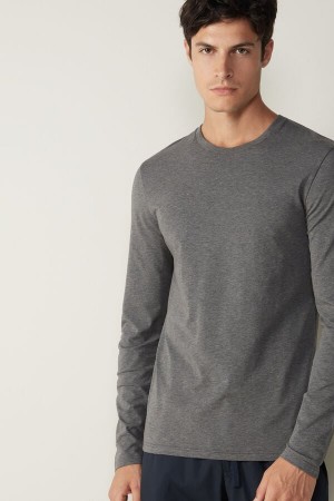Long Sleeve Intimissimi Supima® Bawełniane Top Męskie Jasny Szare | PL3111BC