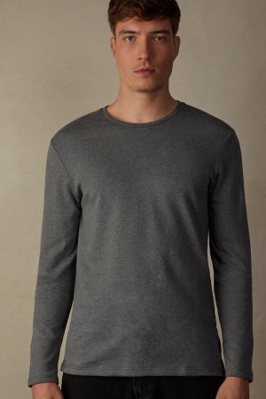 Long Sleeve Intimissimi Top in Warm Bawełniane Męskie Jasny Szare | PL3099PQ