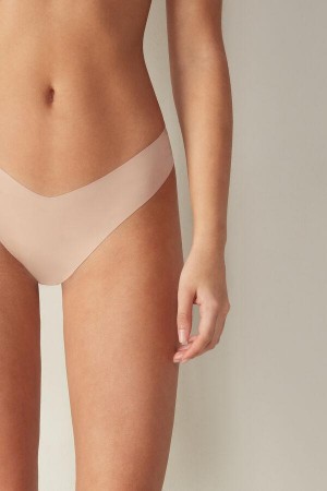 Majtki Intimissimi 80s-style Brazilian in Ultralight Microfiber Damskie Beżowe | PL3513AP
