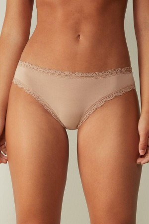 Majtki Intimissimi Bawełniane and Koronkowe Damskie Beżowe | PL3623TV