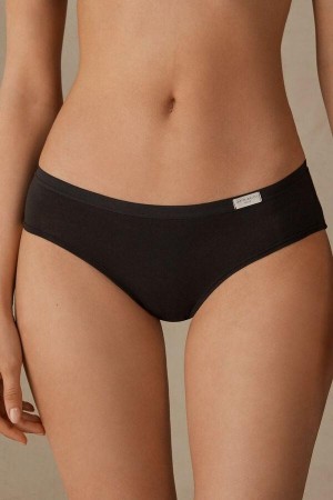 Majtki Intimissimi Cozy in Bawełniane Damskie Czarne | PL3659ZG