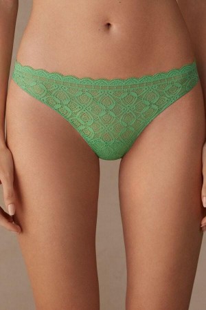 Majtki Intimissimi Koronkowe and Microfiber Brazilian Damskie Mięta | PL3567OR