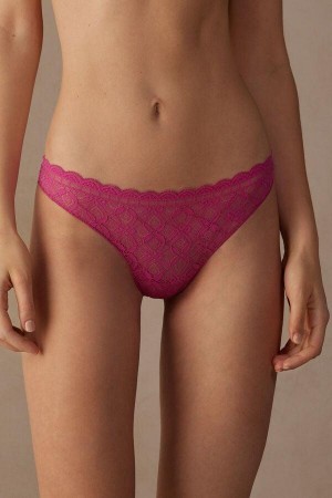 Majtki Intimissimi Koronkowe and Microfiber Brazilian Damskie Różowe | PL3560HK