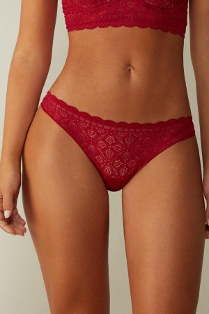 Majtki Intimissimi Koronkowe and Microfiber Brazilian Damskie Czerwone | PL3544TV