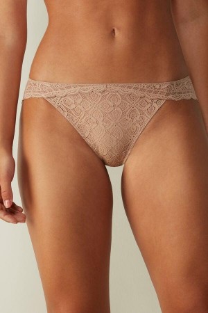 Majtki Intimissimi Low Rise Koronkowe Damskie Beżowe | PL3648TV