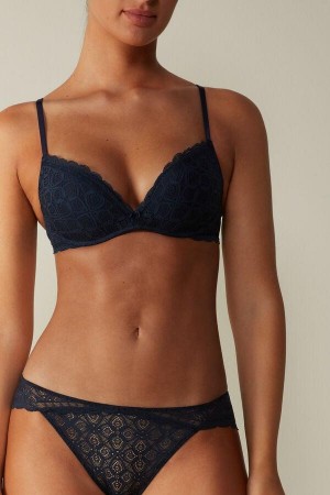 Majtki Intimissimi Low Rise Koronkowe Damskie Niebieskie | PL3625EX