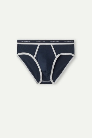 Majtki Intimissimi Natural Fresh Supima® Bawełniane with Logo Męskie Niebieskie Głęboka Szare | PL3353FM