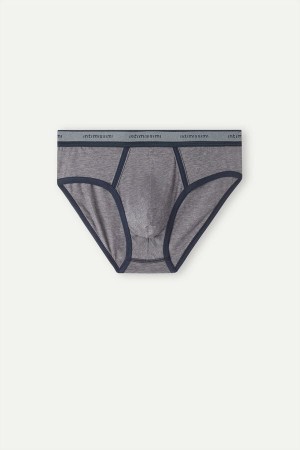 Majtki Intimissimi Natural Fresh Supima® Bawełniane with Logo Męskie Jasny Szare Niebieskie | PL3352GL