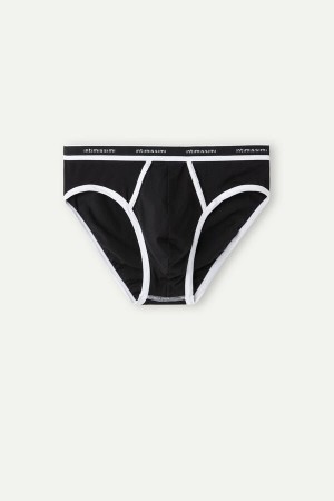 Majtki Intimissimi Natural Fresh Supima® Bawełniane with Logo Męskie Czarne Białe | PL3351HK