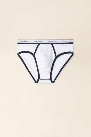 Majtki Intimissimi Natural Fresh Supima® Bawełniane with Logo Męskie Białe Niebieskie | PL3350NB