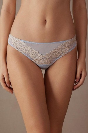 Majtki Intimissimi Pretty Flowers Brazilian Damskie Niebieskie Białe | PL3588DN