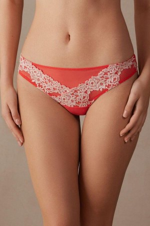Majtki Intimissimi Pretty Flowers Brazilian Damskie Jasny Czerwone Białe | PL3587FM