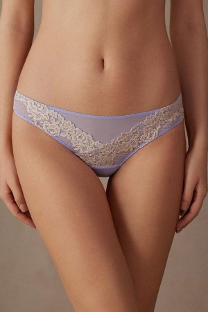 Majtki Intimissimi Pretty Flowers Brazilian Damskie Lawenda Białe | PL3583AP