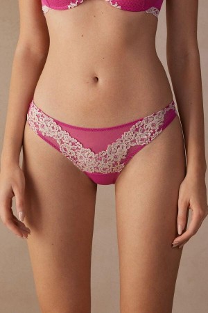Majtki Intimissimi Pretty Flowers Brazilian Damskie Różowe Białe | PL3580FM