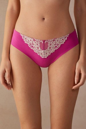 Majtki Intimissimi Pretty Flowers Seamless Bawełniane Damskie Różowe Białe | PL3691FM