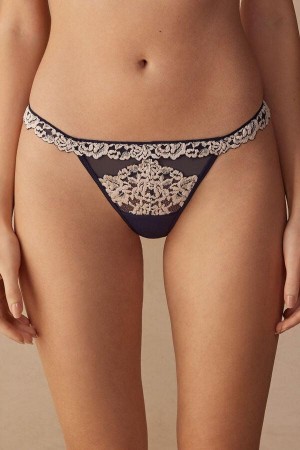 Majtki Intimissimi Pretty Flowers String Stringi Damskie Jasny Niebieskie Głęboka Żółte | PL3818JJ