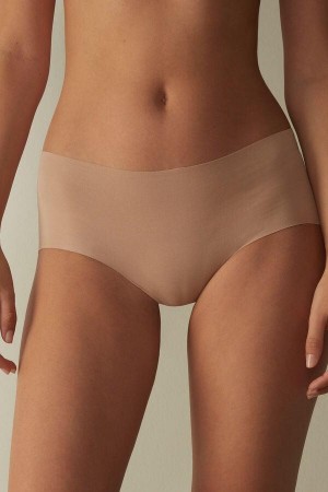 Majtki Intimissimi Seamless Supima® Bawełniane Hipster Damskie Beżowe | PL3724IS