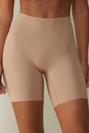 Majtki Intimissimi Seamless Supima® Bawełniane Shorts Damskie Beżowe | PL3719DN