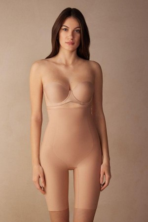 Majtki Intimissimi Shaping Shorts in Seamless Microfiber Damskie Beżowe | PL3753RW
