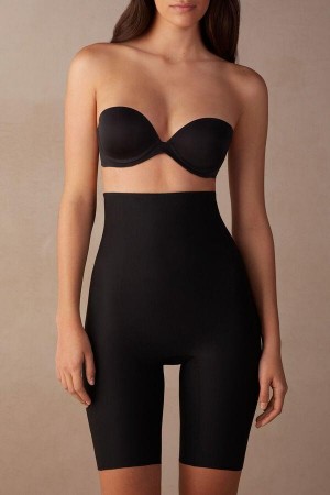 Majtki Intimissimi Shaping Shorts in Seamless Microfiber Damskie Czarne | PL3752TV