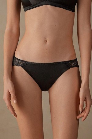 Majtki Intimissimi Silk and Koronkowe Briefs Damskie Czarne | PL3608LH