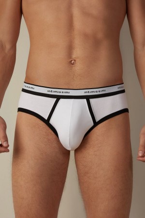 Majtki Intimissimi Stretch Supima® Bawełniane with Logo Detail Męskie Białe Czarne | PL3360UT