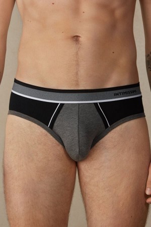 Majtki Intimissimi Two-Tone Stretch Supima® Bawełniane Męskie Jasny Szare Czarne | PL3369BC