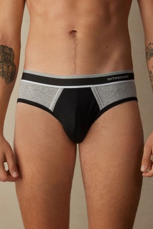 Majtki Intimissimi Two-Tone Stretch Supima® Bawełniane Męskie Czarne Głęboka Szare | PL3367MA