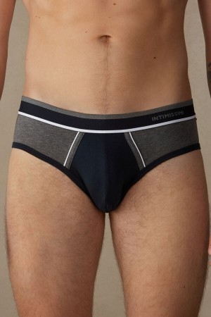 Majtki Intimissimi Two-Tone Stretch Supima® Bawełniane Męskie Niebieskie Jasny Szare | PL3366QZ
