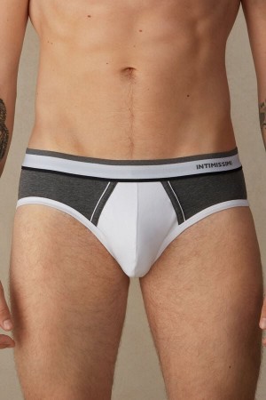 Majtki Intimissimi Two-Tone Stretch Supima® Bawełniane Męskie Białe Jasny Szare | PL3365WY