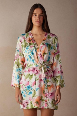 Piżama Intimissimi Botanical Lyrics Satin Kimono Damskie Kolorowe | PL3862NB