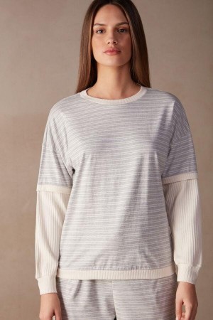 Piżama Intimissimi Codzienne Sunday Long Sleeve Top Damskie Szare Głęboka Żółte Beżowe | PL3918XF