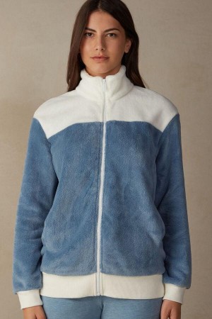 Piżama Intimissimi Color Block Fleece Bomber Damskie Niebieskie | PL3852OR