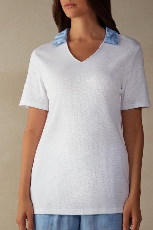 Piżama Intimissimi Early in the Morning Bawełniane Cloth Krótkie Sleeve Top Damskie Białe | PL3945DN