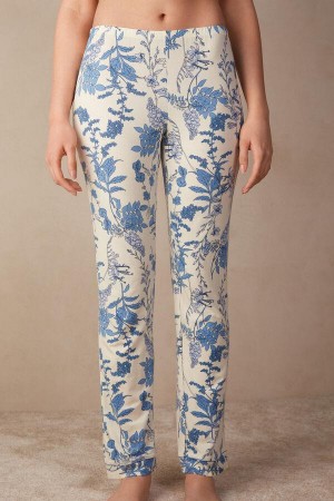 Piżama Intimissimi Feeling Beautiful Full Length Modal Pants Damskie Białe Niebieskie | PL4026JJ