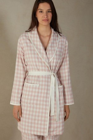 Piżama Intimissimi Gingham Lover Cloth Robe Damskie Różowe | PL3848DN