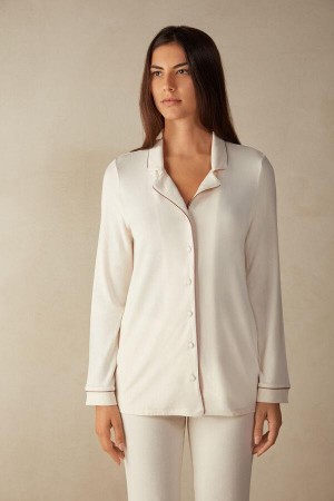 Piżama Intimissimi Long-Sleeve Micromodal Top Damskie Głęboka Żółte Białe | PL3890HK