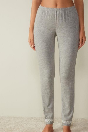Piżama Intimissimi Long Modal Koronkowe Detail Trousers Damskie Głęboka Szare | PL4040RW