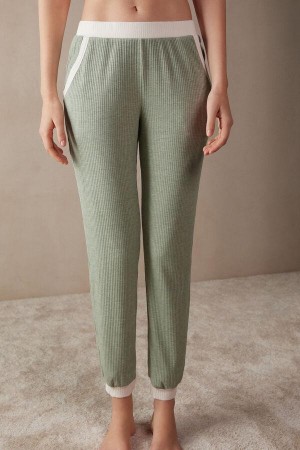 Piżama Intimissimi Lost in Fields Full Length Pants in Modal Damskie Zielone | PL4018NB