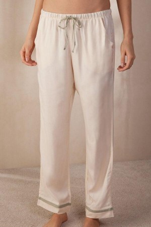 Piżama Intimissimi Lost in Fields Full Length Pants in Plain-weave Modal Damskie Głęboka Żółte Białe | PL4017MA