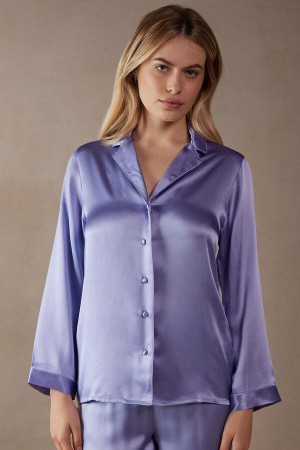 Piżama Intimissimi Mannish-Cut Jacket in Silk Satin Damskie Lawenda | PL4039TV