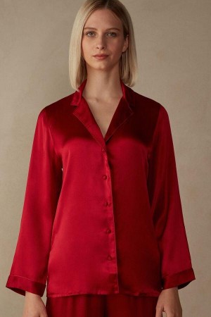 Piżama Intimissimi Mannish-Cut Jacket in Silk Satin Damskie Czerwone | PL4035OR