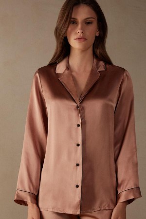 Piżama Intimissimi Mannish-Cut Jacket in Silk Satin Damskie Różowe | PL4034PQ