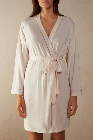Piżama Intimissimi Modal Kimono Damskie Głęboka Żółte Białe | PL3865CE