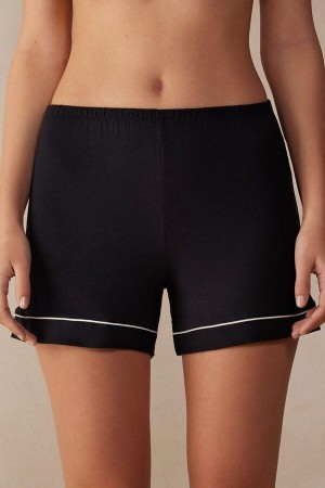 Piżama Intimissimi Modal Shorts with Contrast Trim Damskie Czarne | PL4091TV