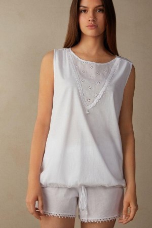 Piżama Intimissimi Morning Feelings Tank Top in Supima® Ultrafresh Bawełniane Damskie Białe | PL3943GL