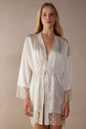 Piżama Intimissimi Pure Charme Silk Kimono Damskie Białe | PL3858EX