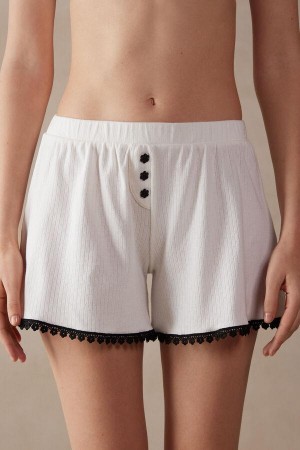 Piżama Intimissimi Pure Joy Bawełniane Shorts Damskie Białe | PL4083DN