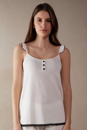 Piżama Intimissimi Pure Joy Bawełniane Top Damskie Białe | PL3953SO