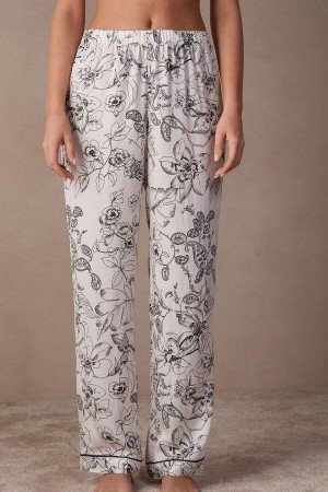 Piżama Intimissimi Pure Joy Full Length Satin Pants Damskie Białe Szare | PL4027HK